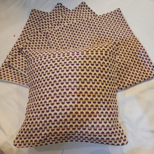 Beige Cushion Cover with Geometric Design (Set of 5)