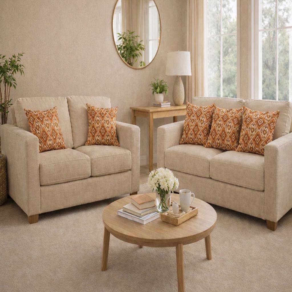 Orange and White Handcrafted Cushion Covers