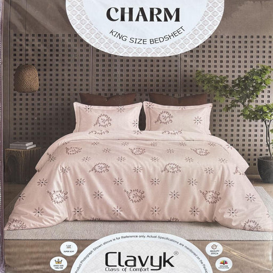 Charm King Size Designer Cotton Bed Sheet