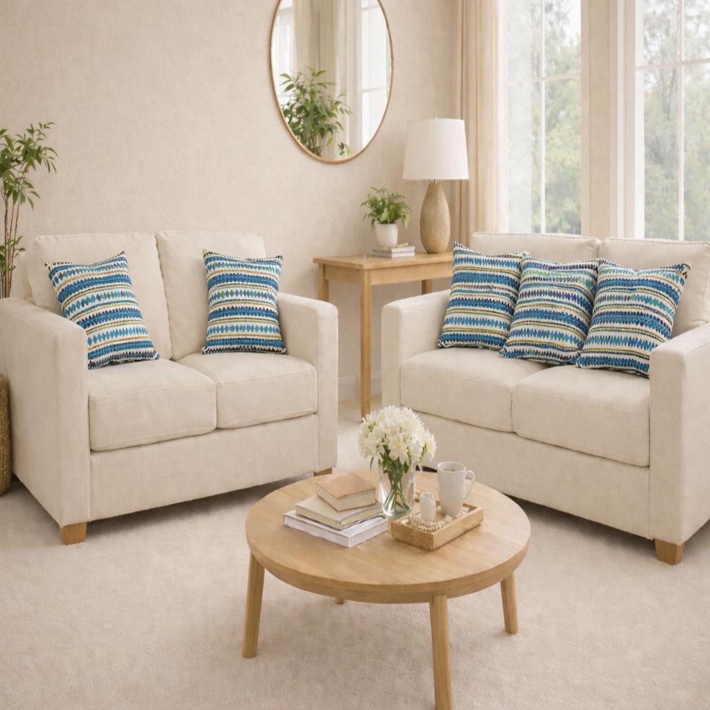 Blue with Geometric Design Cushion Covers (Set of 5)