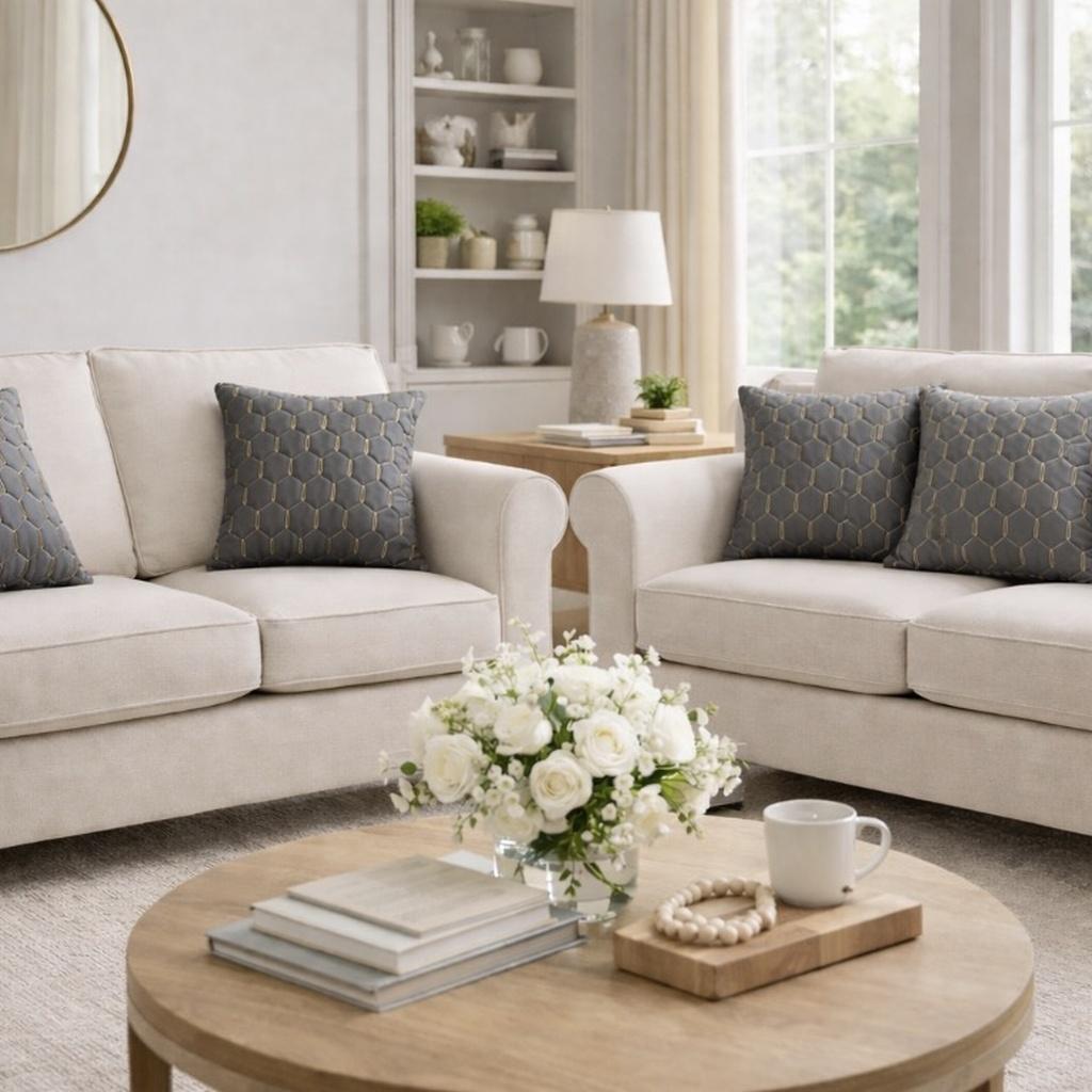 Dark grey and golden color designed cushion covers (Set of 5)