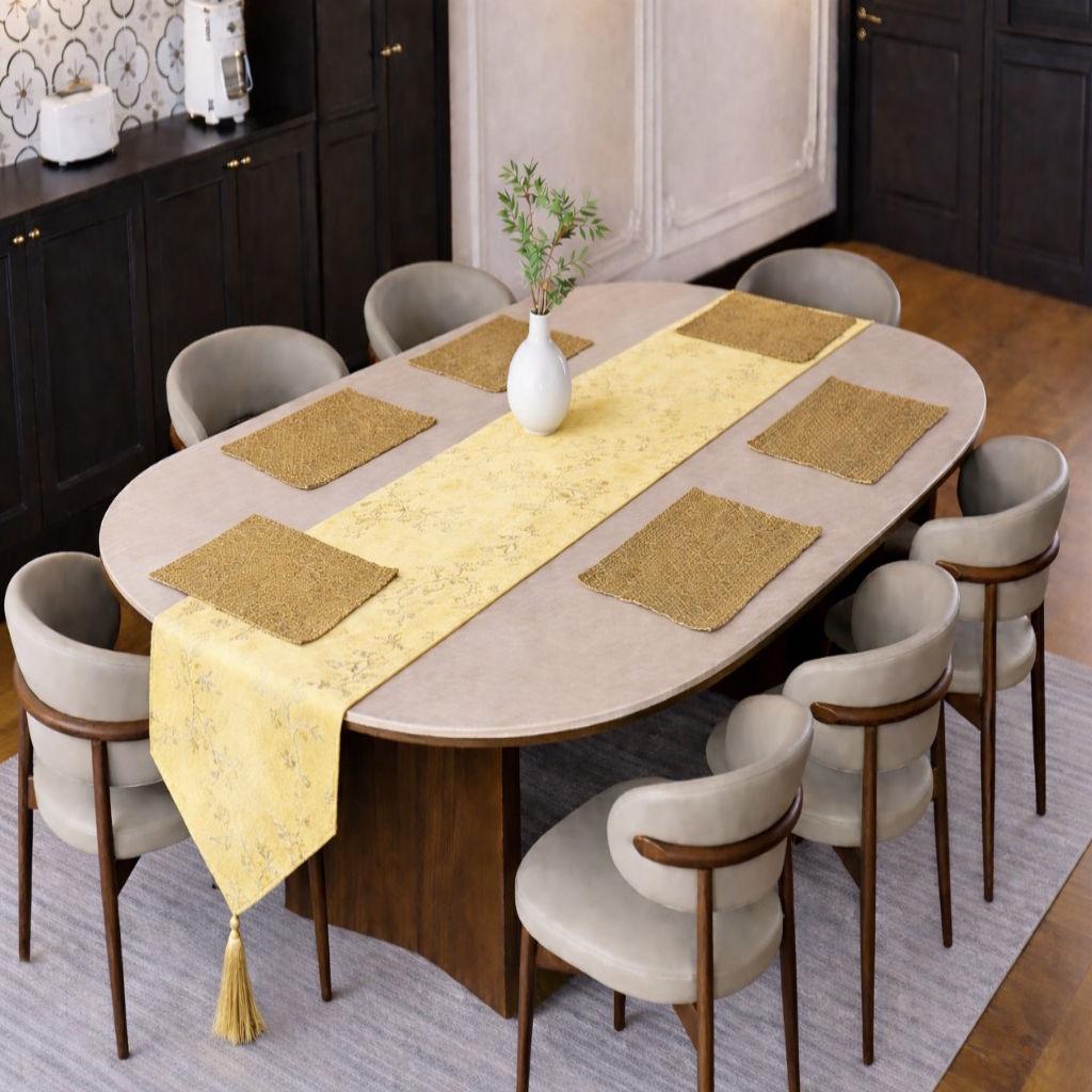 Golden Tree Yellow Designer Table Runner
