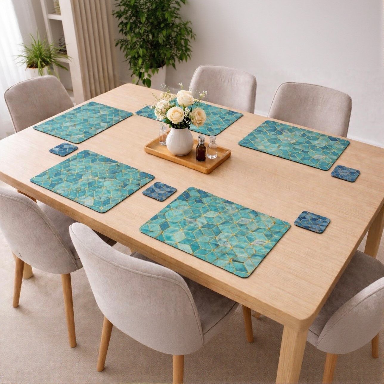 Dual Sided Flora Placemats and Coasters